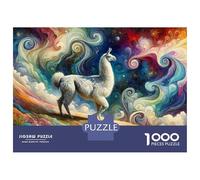 Hard Jigsaw Puzzle for Adults 1000 Pieces Llama Art Print, Rainbow Decor Jigsaw Puzzle Anti-Stress Toys Precision Cutting Great Gift for Gaming 70x50cm/1000pcs