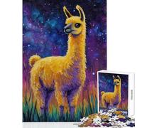 Hard Jigsaw Puzzle for Adults 1000 Pieces Llama in Space Painting Relaxing Games Perfect Decoration Home Decoration Toys Artists' Collection, Fine Arts (50x75cm)