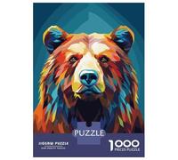 Hard Jigsaw Puzzle for Adults 1000 Pieces Low Poly Grizzly Bear Puzzle for Adults Hands-on Game Difficult Hard Birthday Present, Gifts, 70x50cm/1000pcs