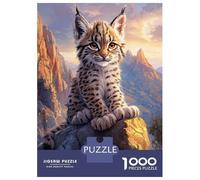 Hard Jigsaw Puzzle for Adults 1000 Pieces Lynx Kitten on Mountaintop Adult Jigsaw Puzzle Relax Games Enhance Memory Educational Challenge 38x26cm/1000pcs
