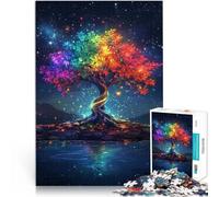 Hard Jigsaw Puzzle for Adults 1000 Pieces Magic Colorful Neon Tree Made of cardboard，for age 14+ Antistress Difficult challenge Christmas Birthday Gift。size：38x52cm/14.96x20.47inch