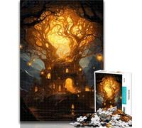 Hard Jigsaw Puzzle for Adults 1000 Pieces Magical Castle in A Tree Challenging Game Toys Pattern Assembly Art Work Gift (size 38x26cm)