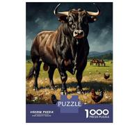 Hard Jigsaw Puzzle for Adults 1000 Pieces Majestic Bull in A Pastoral Setting Jigsaw for Adults Relax Games Difficult Challenge Birthday Present, Gifts, 70x50cm/1000pcs