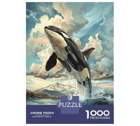 Hard Jigsaw Puzzle for Adults 1000 Pieces Majestic Orca Rising Puzzles for Adults DIY Toys Improve Memory Birthday Present, Gifts, 52x38cm/1000pcs