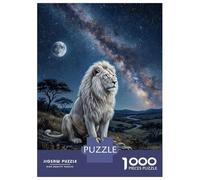 Hard Jigsaw Puzzle for Adults 1000 Pieces Majestic White Lion Under The Milky Way Adult Jigsaw Puzzle Hands-on Game For Family Fun Challenging To Complete 70x50cm/1000pcs
