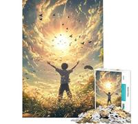 Hard Jigsaw Puzzle for Adults 1000 Pieces Man Reaching for The Sun Fun Activities at Home Pattern Assembly Anti-Stress Toys for And 14 Years And over (50x75cm)