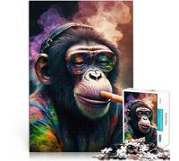 Hard Jigsaw Puzzle for Adults 1000 Pieces Marijuana monkey Made of cardboard for ages 14 and over Beautiful design gameBeautiful design game A work of art。size：26x38cm/10.24x14.96inch