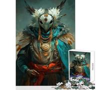 Hard Jigsaw Puzzle for Adults 1000 Pieces Masked Figure with Feathers Toy Wall Decor Art Work Gift Practical Game Artists' Collection, Fine Arts Size 38x26cm