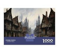 Hard Jigsaw Puzzle for Adults 1000 Pieces Medieval Village Scene Jigsaw Brain Teaser Game Analysis And Logic Great Gift for Gaming 70x50cm/1000pcs