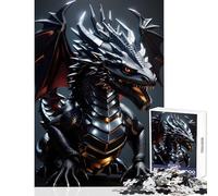 Hard Jigsaw Puzzle for Adults 1000 Pieces Metallic Silver Dragon Toy Wall Decor Art Work Gift Practical Game Artists' Collection, Fine Arts Size 38x52cm