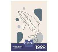 Hard Jigsaw Puzzle for Adults 1000 Pieces Minimalist Whale Line Art with Shapes Teenager Puzzles Hands-on Game Staycation Kill Time Great Gift for Gaming 52x38cm/1000pcs