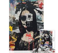 Hard Jigsaw Puzzle for Adults 1000 Pieces Mona Lisa Basquiat Style Home Decoration Toys Gifts Ideas for Educational Game Every Piece Is Unique - size 38x52cm