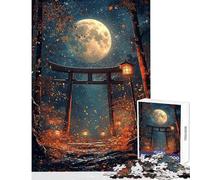 Hard Jigsaw Puzzle for Adults 1000 Pieces Moonlit Torii Gate Educational Games Difficult Hard Toy Wall Decor Artists' Collection, Fine Arts (50x75cm)