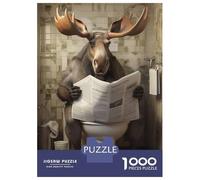 Hard Jigsaw Puzzle for Adults 1000 Pieces Moose on Toilets Puzzle for Adults Hands-on Game Difficult Hard Birthday Present, Gifts, 38x26cm/1000pcs