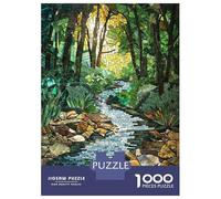 Hard Jigsaw Puzzle for Adults 1000 Pieces Mosaic Forest Stream Art Adult Jigsaw Puzzle Relax Games Enhance Memory Educational Challenge 52x38cm/1000pcs