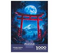 Hard Jigsaw Puzzle for Adults 1000 Pieces Mount Fuji Night Scene Torii Gate Jigsaw for Adults Relax Games Difficult Challenge Birthday Present, Gifts, 38x26cm/1000pcs