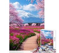 Hard Jigsaw Puzzle for Adults 1000 Pieces Mount Fuji with Cherry Blossoms Educational Games Difficult Hard Toy Wall Decor Artists' Collection, Fine Arts (38x52cm)