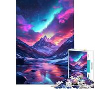 Hard Jigsaw Puzzle for Adults 1000 Pieces Mountain Landscape with Aurora Borealis Difficult And Challenge Home Art Decor Family Game for And from 14 Years And over (50x75cm)
