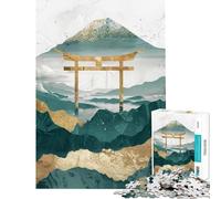 Hard Jigsaw Puzzle for Adults 1000 Pieces Mountain Tori Gate Gold Fun Activities at Home Family Activities Fun Games Suitable for Ages 14 And Up (38X52cm)