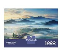Hard Jigsaw Puzzle for Adults 1000 Pieces Mountain Valley with Wind Turbines Jigsaw Puzzle Toy Wall Decor Analysis And Logic Gifts for Friends And Family 70x50cm/1000pcs