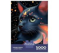 Hard Jigsaw Puzzle for Adults 1000 Pieces Mystical Black Pomeranian Cat Puzzle for Adults Hands-on Game Difficult Hard Birthday Present, Gifts, 38x26cm/1000pcs