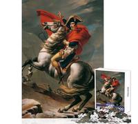 Hard Jigsaw Puzzle for Adults 1000 Pieces Napoleon Crossing The Alps Toy Wall Decor Art Work Gift Practical Game Artists' Collection, Fine Arts Size 38x26cm
