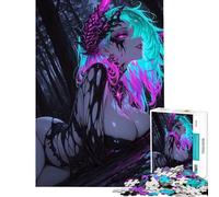 Hard Jigsaw Puzzle for Adults 1000 Pieces Neon Demon Girl in Dark Forest Help The Brain Exercise For Family Fun Educational Toy for Ages 14 And over (38X52cm)