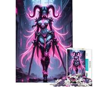 Hard Jigsaw Puzzle for Adults 1000 Pieces Neon Demon Warrior in Urban Setting Help The Brain Exercise For Family Fun Educational Toy for Ages 14 And over (50X75CM)