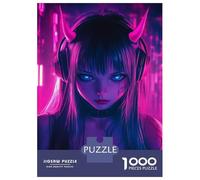Hard Jigsaw Puzzle for Adults 1000 Pieces Neon Devil Girl Jigsaw Brain Teaser Game Analysis And Logic Great Gift for Gaming 70x50cm/1000pcs