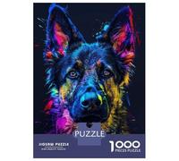 Hard Jigsaw Puzzle for Adults 1000 Pieces Neon German Shepherd Teenager Puzzles Hands-on Game Staycation Kill Time Great Gift for Gaming 38x26cm/1000pcs
