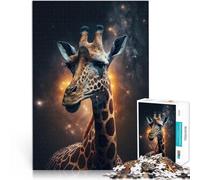 Hard Jigsaw Puzzle for Adults 1000 Pieces neon giraffe Made of wood for ages 14 and over Difficult to complete but fun and humorous Birthday gift。size：50x75cm/19.68x29.52inch