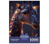 Hard Jigsaw Puzzle for Adults 1000 Pieces Neon Giraffe Puzzles for Adults Brain Teaser Game Analysis And Logic Gifts for Friends And Family 52x38cm/1000pcs