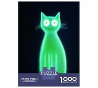 Hard Jigsaw Puzzle for Adults 1000 Pieces Neon Green Cat Teenager Puzzles Relax Games Perfect Decoration Gifts for Friends And Family 38x26cm/1000pcs