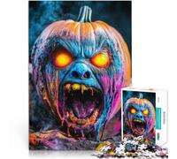 Hard Jigsaw Puzzle for Adults 1000 Pieces Neon Nightmare Halloween Made of wood for ages 14 and over Toy Intellectual Game deal as gifts for the whole family 。size：50x75cm/19.68x29.52inch