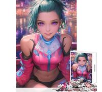 Hard Jigsaw Puzzle for Adults 1000 Pieces Neon Streets And Cyber Gaz Toy Wall Decor Gift Birthday for Educational Game Every Piece Is Unique - Size 38x26cm