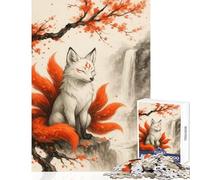 Hard Jigsaw Puzzle for Adults 1000 Pieces Nine-tailed Fox by Waterfall Anti-Stress Toys Funny Gift Educational Games Educational Challenge Size 50x75cm