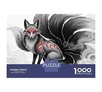 Hard Jigsaw Puzzle for Adults 1000 Pieces Nine-tailed Fox Illustration Adult Puzzles Relax Games Enhance Memory Great Gift for Gaming 52x38cm/1000pcs