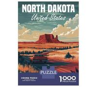 Hard Jigsaw Puzzle for Adults 1000 Pieces North Dakota Road Trip Puzzles for Adults DIY Toys Improve Memory Birthday Present, Gifts, 70x50cm/1000pcs