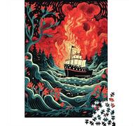 Hard Jigsaw Puzzle for Adults 1000 Pieces Oceanic Adventure Sailing Through Waves Jigsaw Puzzle Anti-Stress Toys Precision Cutting Great Gift for Gaming 52x38cm/1000pcs