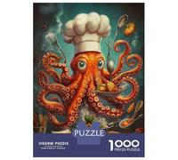 Hard Jigsaw Puzzle for Adults 1000 Pieces Octopus Chef Jigsaw for Adults Relax Games Difficult Challenge Birthday Present, Gifts, 38x26cm/1000pcs