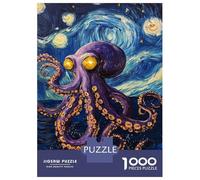 Hard Jigsaw Puzzle for Adults 1000 Pieces Octopus Under Starry Skies Puzzles for Adults Brain Teaser Game Analysis And Logic Gifts for Friends And Family 38x26cm/1000pcs
