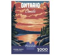 Hard Jigsaw Puzzle for Adults 1000 Pieces Ontario Sunset Landscape Jigsaw for Adults Relax Games Difficult Challenge Birthday Present, Gifts, 70x50cm/1000pcs