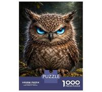 Hard Jigsaw Puzzle for Adults 1000 Pieces Owl with Piercing Blue Eyes Portrait Puzzle for Adults Hands-on Game Difficult Hard Birthday Present, Gifts, 52x38cm/1000pcs