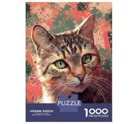 Hard Jigsaw Puzzle for Adults 1000 Pieces Painted Tabby Cat Portrait Adult Jigsaw Puzzle Relax Games Enhance Memory Educational Challenge 38x26cm/1000pcs