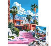 Hard Jigsaw Puzzle for Adults 1000 Pieces Palm Springs Mid-Century Modern Home Anti-Stress Toys Secret Santa Gifts Family Games Educational Challenge Size 50x75cm