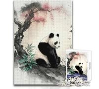 Hard Jigsaw Puzzle for Adults 1000 Pieces Panda Bamboo Japan Soothing Quiet Time Enjoyment Strict Precision Standard Play Toy Size 38x26cm