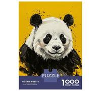 Hard Jigsaw Puzzle for Adults 1000 Pieces Panda Portrait on Yellow Background Jigsaw Brain Teaser Game Analysis And Logic Great Gift for Gaming 70x50cm/1000pcs