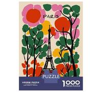 Hard Jigsaw Puzzle for Adults 1000 Pieces Paris Eiffel Tower Colorful Illustration Puzzle for Adults Hands-on Game Difficult Hard Birthday Present, Gifts, 52x38cm/1000pcs