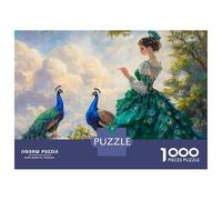 Hard Jigsaw Puzzle for Adults 1000 Pieces Peacock Feather Dress Jigsaw for Adults Relax Games Difficult Challenge Birthday Present, Gifts, 52x38cm/1000pcs