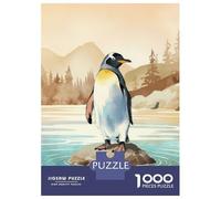 Hard Jigsaw Puzzle for Adults 1000 Pieces Penguin on Rock Adult Puzzles Relax Games Enhance Memory Great Gift for Gaming 38x26cm/1000pcs